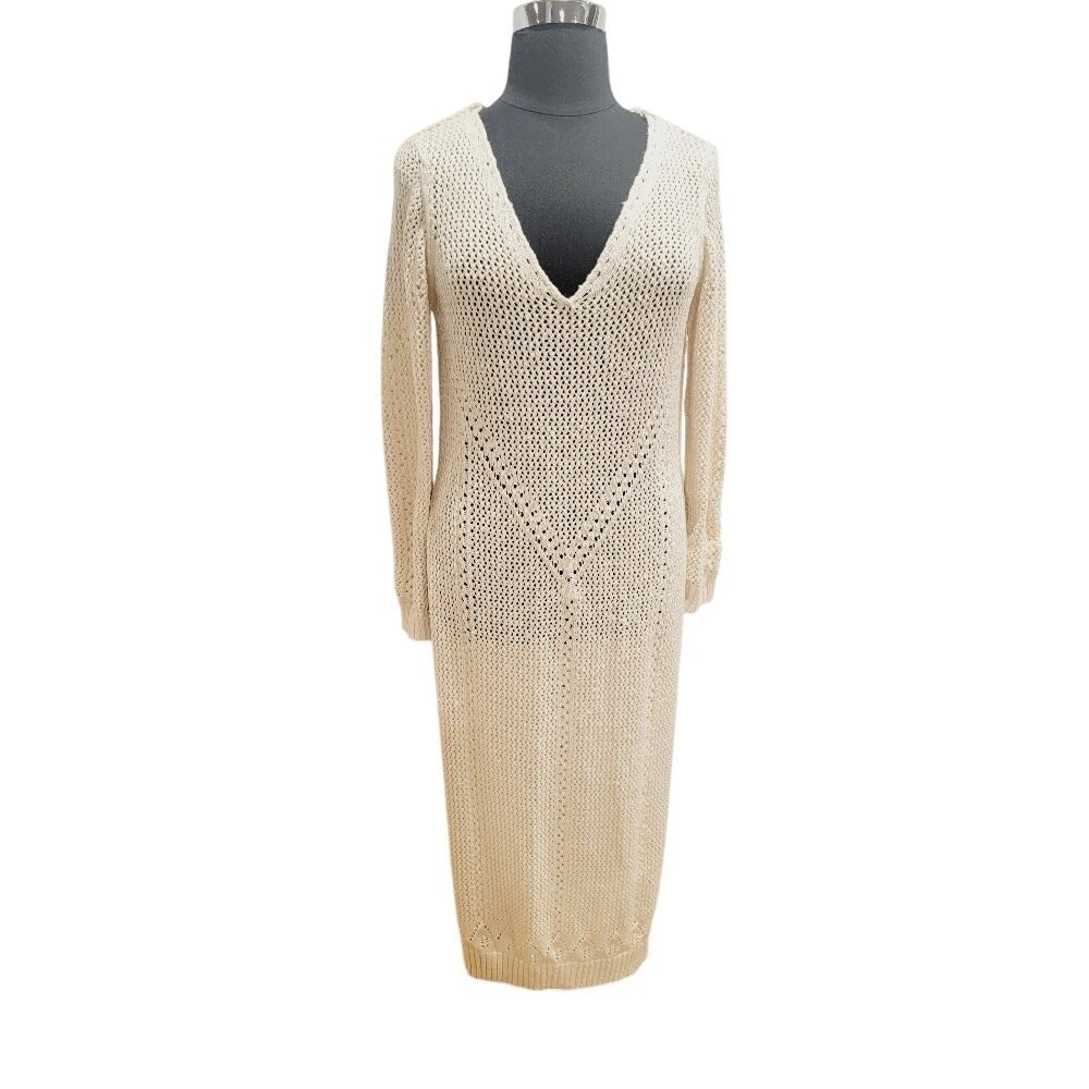 NEW Anthropologie Knit‎ Crochet Coverup Sweater Top Boho Vacation Cream OS